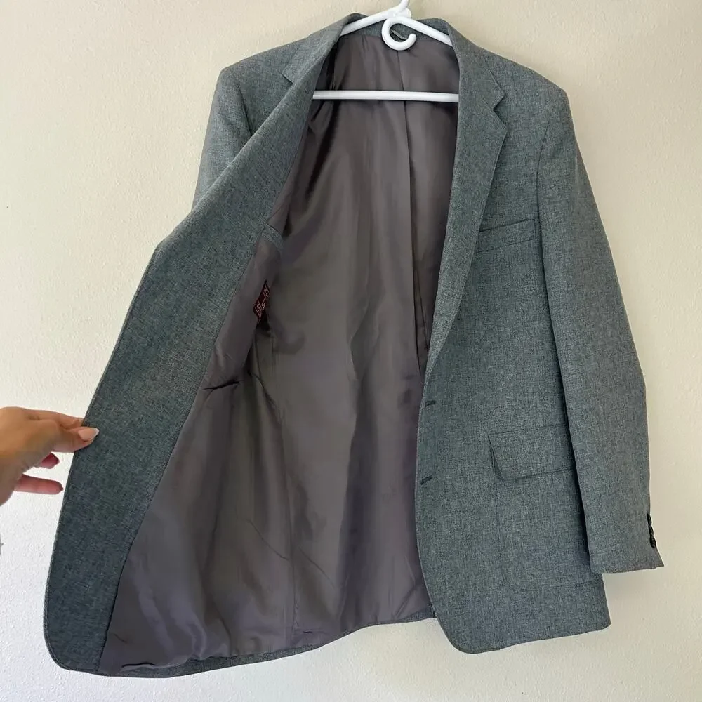 Vintage Levi’s Action Suit Sport Coat Blazer Gray Mens 42L Tailored Jacket USA